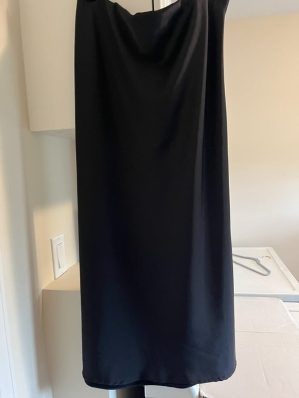 George black satin midi skirt.